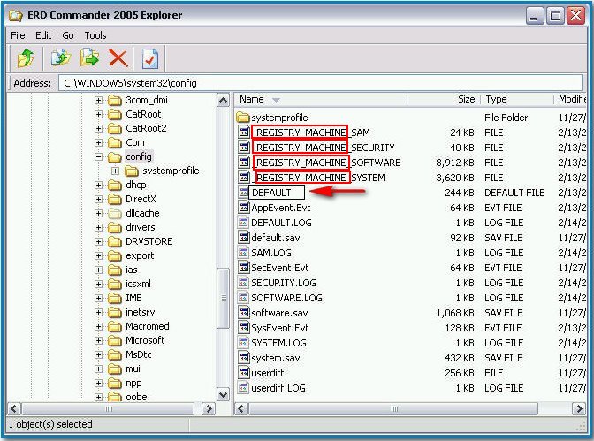 Скачать файл software system32 config