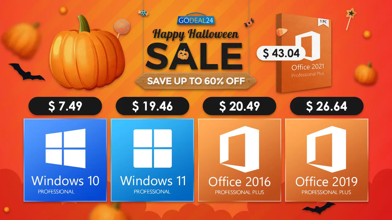 Хеллоуин-распродажа на Godeal24: ключ на Windows 11 - $19.46, на Windows 10 - $7.49