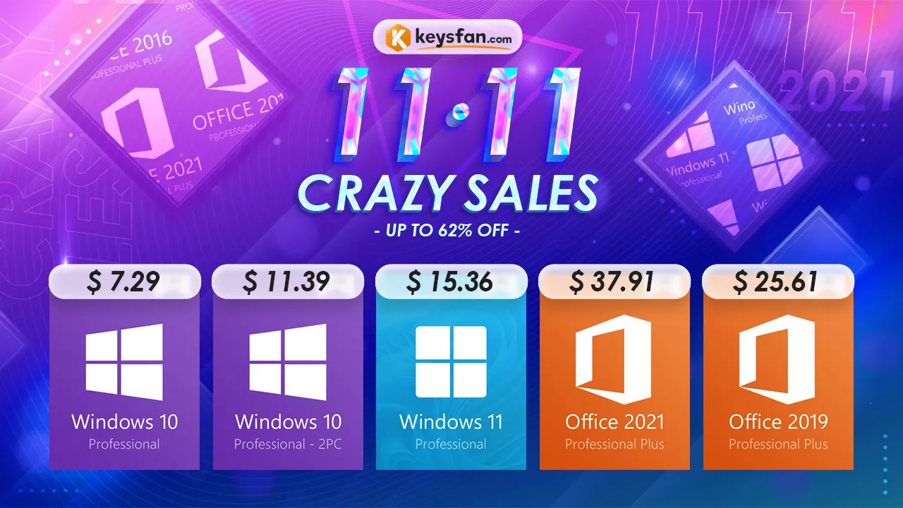 Промо 11.11 в магазине Keysfan: OEM-ключ на Windows 10 - $7.29
