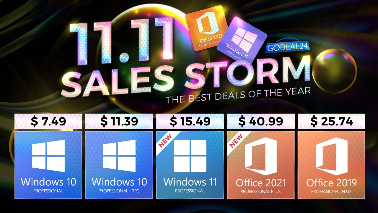 Шторм распродаж 11.11 на GoDeal24: ключ Windows 10 всего $5.57, если брать два