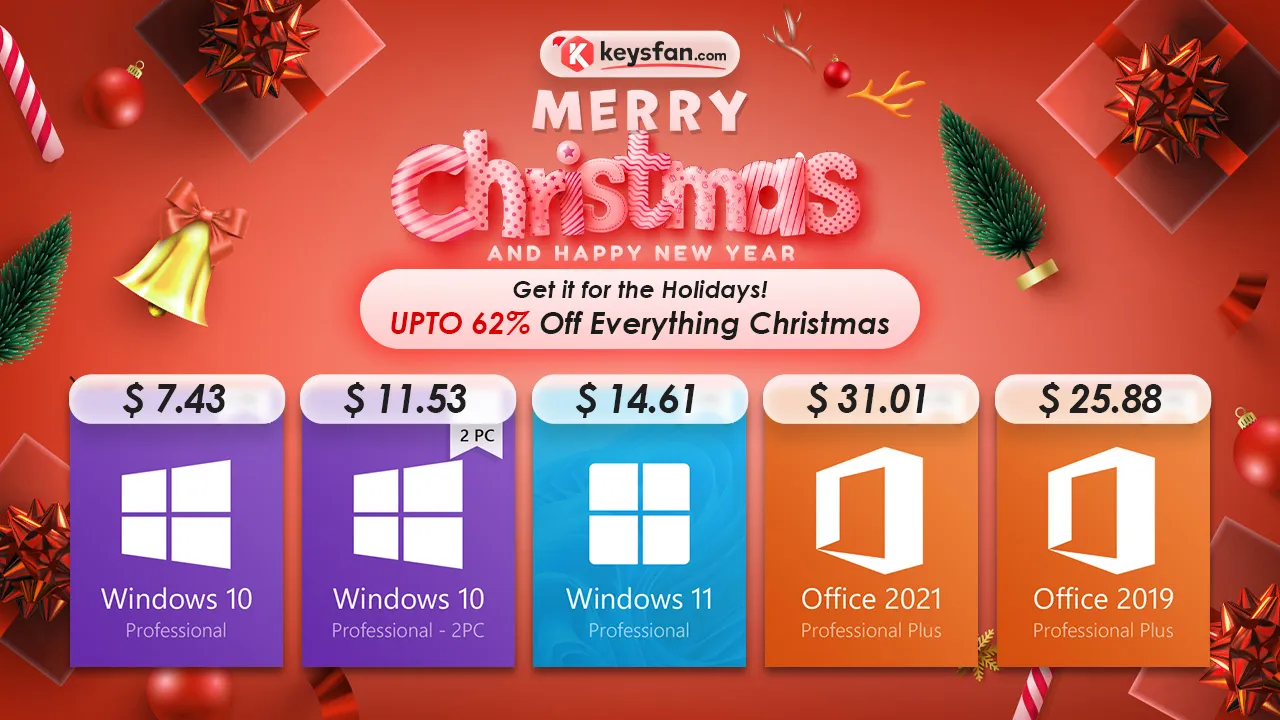 С наступающим Новым годом и Рождеством: праздничные скидки на Keysfan - Microsoft Office 2021 меньше $15