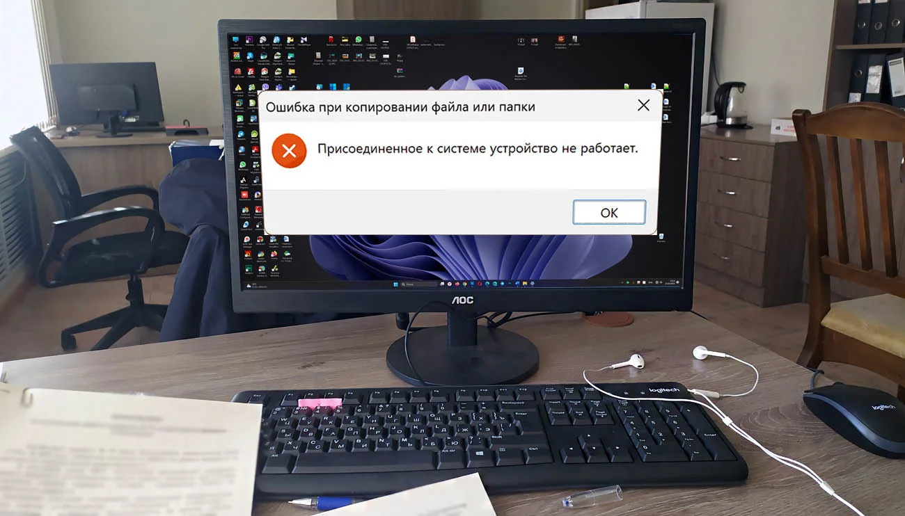 Ошибка при копировании данных «Присоединенное к системе устройство не  работает»
