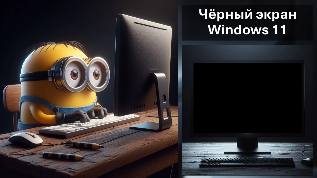 Чёрный экран Windows 11