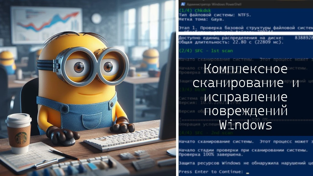 Комплексное сканирование и исправление повреждений Windows