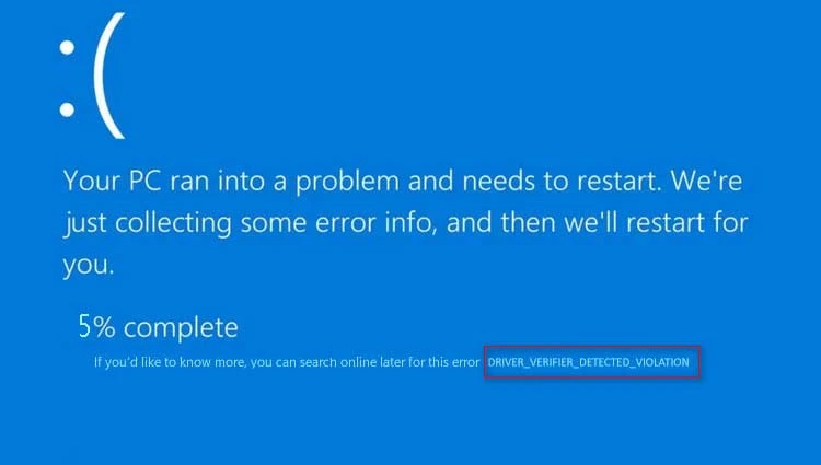 Синий экран DRIVER VERIFIER DETECTED VIOLATION: Причины и способы устранения